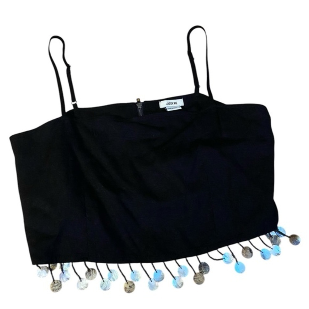 NWT Jason Wu Black Beaded Trim Women's Cropped Top size 6